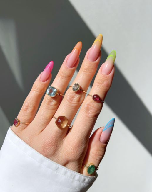 Spring Break Nails   Rainbow Double French