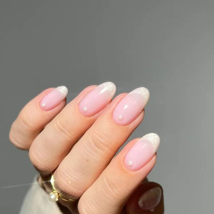 Spring Wedding Nail Ideas   Pearly White French Tips