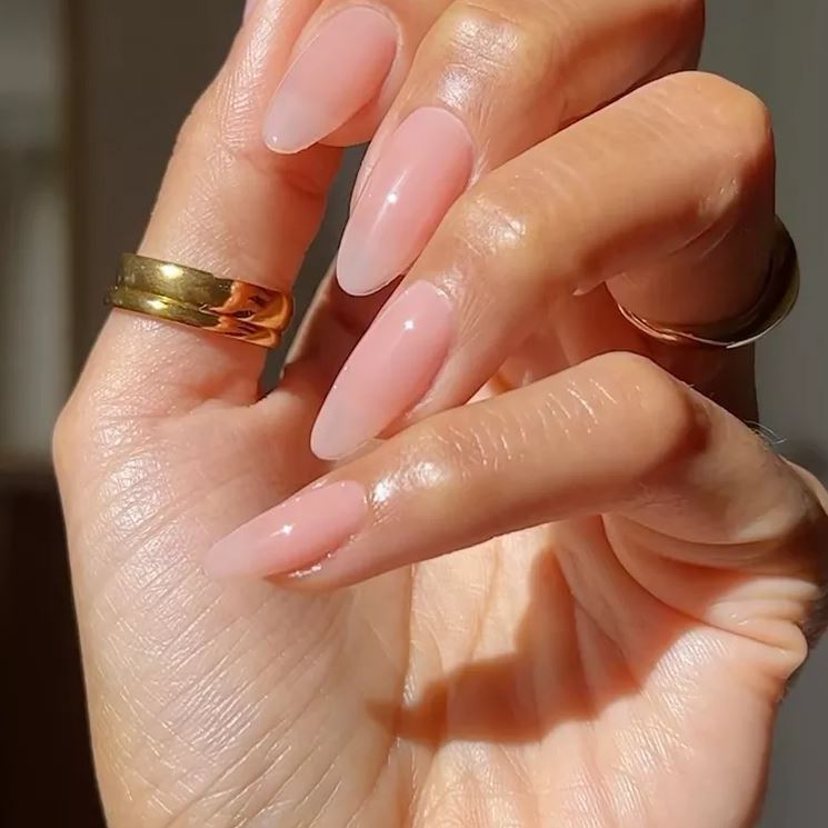 Spring Wedding Nail Ideas   Sheer Pinkish Nude Nails
