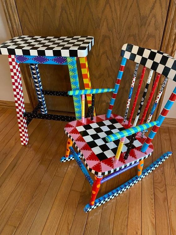 Whimsical Painted Furniture   Whimsical Hand Painted Stools, Chairs, Furniture, Colorful, Fun, Rocking Chair, Eclectic, Ideas