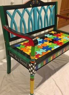 Whimsical Painted Furniture   Whimsical Painted Furniture, Whimsical Painted Bench, Custom Painted Bench, Kids Bench, Youth Chairs Painted Chair Hand Painted Home Decor