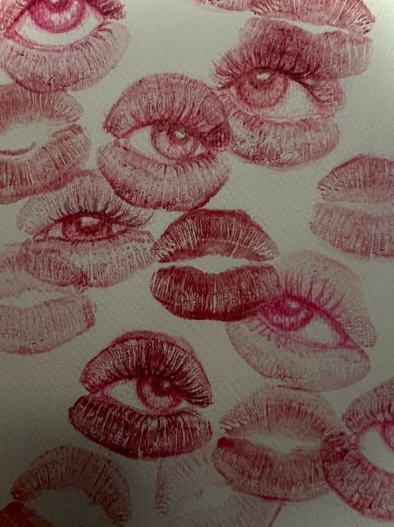 Y2k Painting Ideas Easy   Dark Feminine Love Lips And Eyes