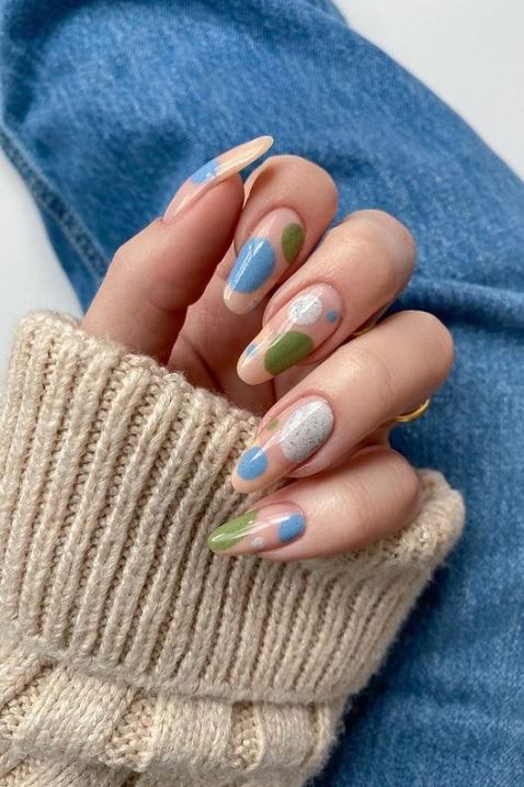 Abstract Easter Colorful Nails
