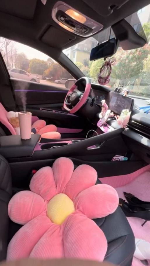 Aesthetic Car Inside   Car Interior Decor Car Interior Diy Pink Car Interior Pink Car Accessories Pink Car Car Gadgets