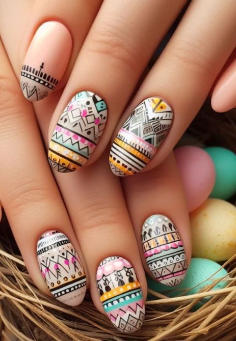 Aztec Easter Nails