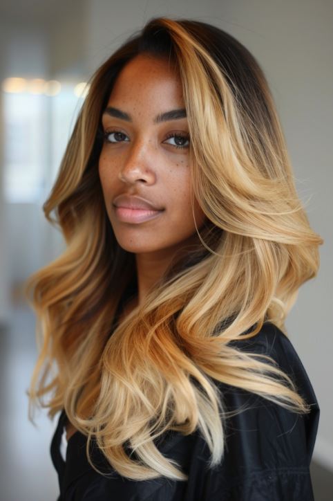 California Blonde Ombre On Long, Layered Hair