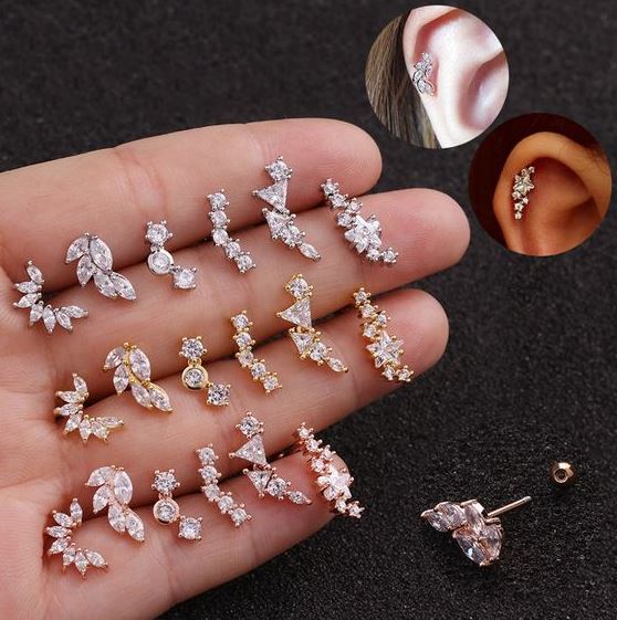 Cartilage Earring   Ear Jewelry Earings Piercings Tiny Stud Earrings Cz Stud Earrings Tragus Earrings Ear Piercings