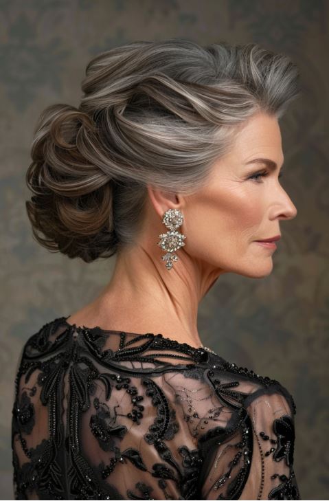 Classic Updo With Silver Strands