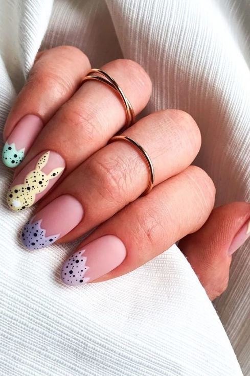 Cute Matte Easter French Tip Nails