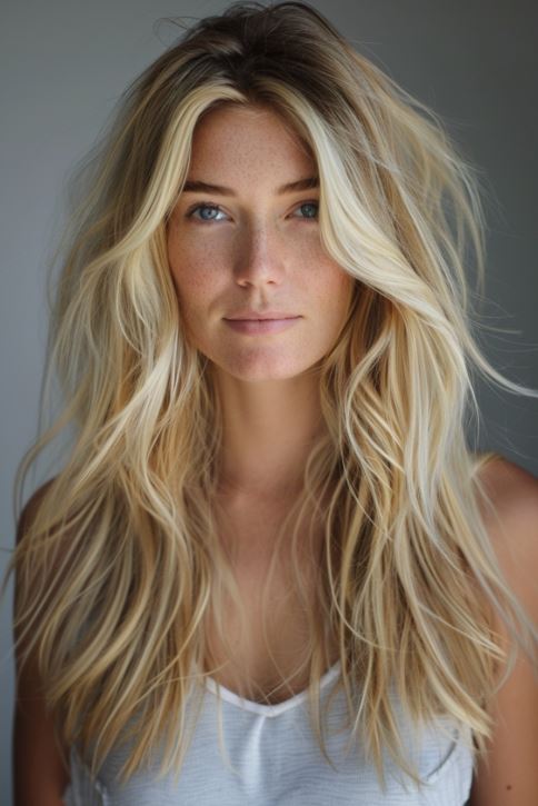 Long California Blonde Layers With Subtle Waves