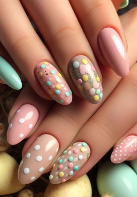 Pastel Colored Eggs With Polka Dots Ideas