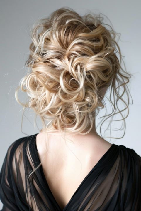 Soft California Blonde Updo With Loose Curls