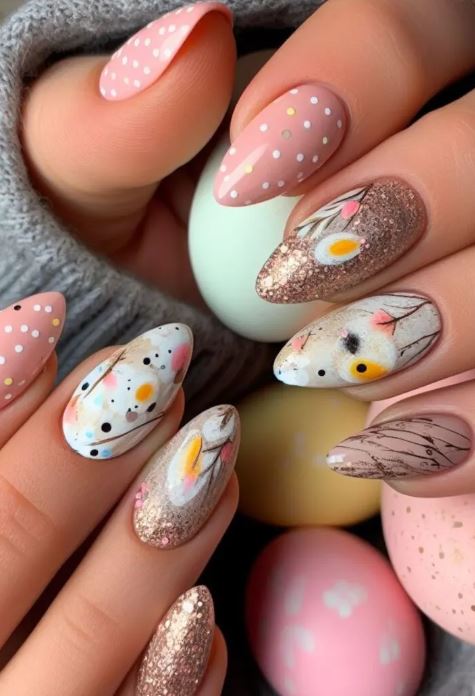 Speckled Eggshell Inspired Nails Ideas