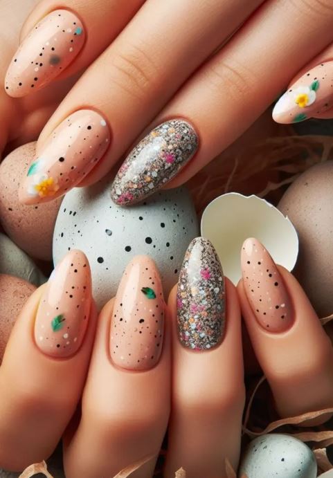 Speckled Eggshell Inspired Nails