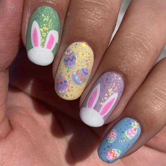 Spring Almond Nails Designs   Easter Nails Design Spring Bunny Nails Easter Nail Designs Easter Nail Art Designs Easter Nails Nail Designs