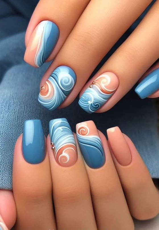 Spring Blue Nails   Blue Nail Designs Blue Nails Stylish Nails Art Art Deco Nails Nail Designs Nail Art Designs