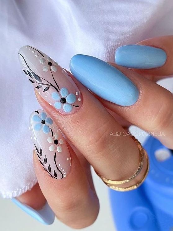 Spring Blue Nails   Nail Art Gel Nails Blue Nails Nail Designs Nail Colors Spring Nails