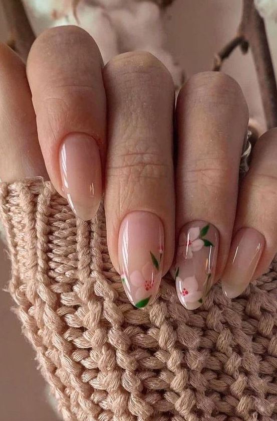 Spring Neutral Nails   Nail Colors Casual Nails Nail Designs Nail Art Fashion Nails Floral Nails