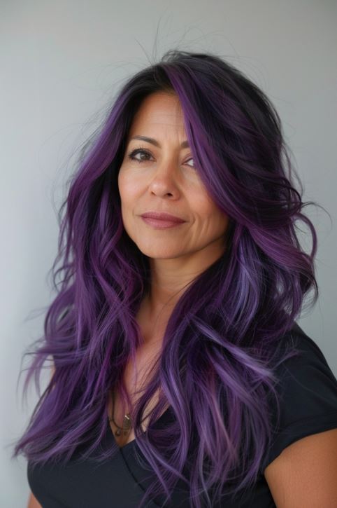 Vibrant Purple Tint On Long Hair