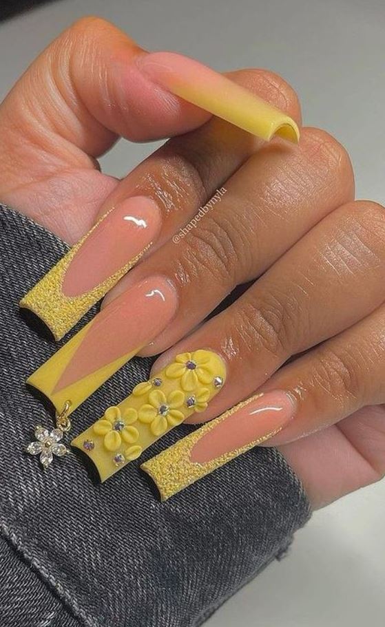 Yellow Nails   Yellow Nails Acrylic Nails Yellow Long Nails Nail Designs Acrylic Nails Gel Nails