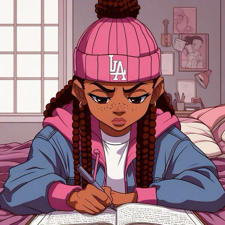 Boondocks Oc   Teen Girl Studying Black Art Pictures Dope Cartoon Art Black Woman Artwork Cartoon Artwork Black Lives Matter Art Cute Art