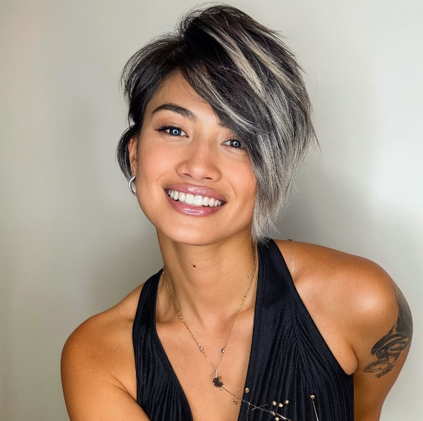 Bixie Haircut   Bixie Cut With Silver And Charcoal Ombre