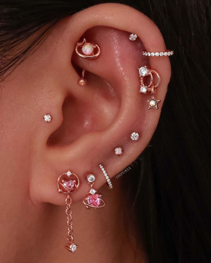 Rook Piercing Jewelry   Pretty Ear Piercings Cute Ear Piercings Ear Piercing Combinations Ear Jewelry Earings Piercings Ear Piercings