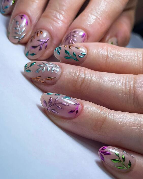 Autumn Leaf Nail Art   Ethereal Leaf Impressions In Pastel