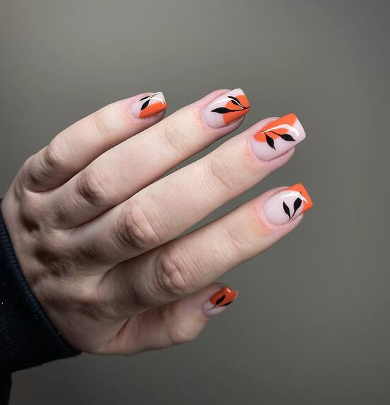 Autumn Leaf Nail Art   Geometric Autumn Artistry