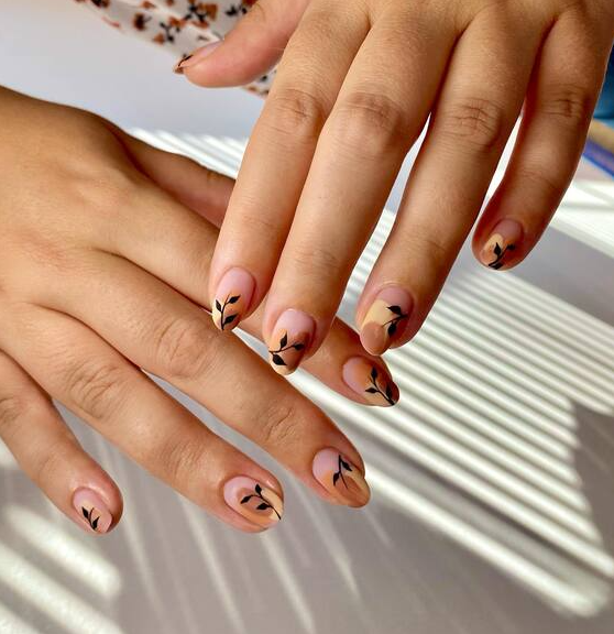 Autumn Leaf Nail Art   Subtle Elegance With Geometric Leaves