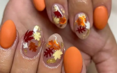 Autumn Leaf Nail Art   Vibrant Orange And Transparent Fall
