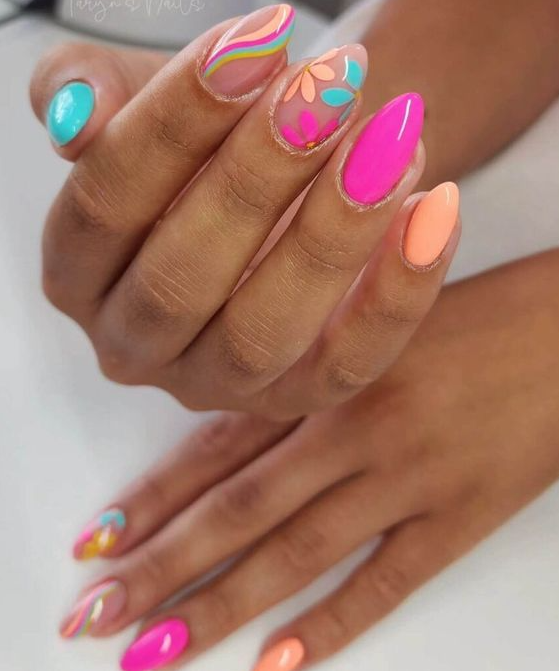 Nails Flower   Cute Summer Nails Ideas To Rock This Summer Neon Nails Summery Nails Nail Colors Nail Designs Vibrant Nails Summer Nails