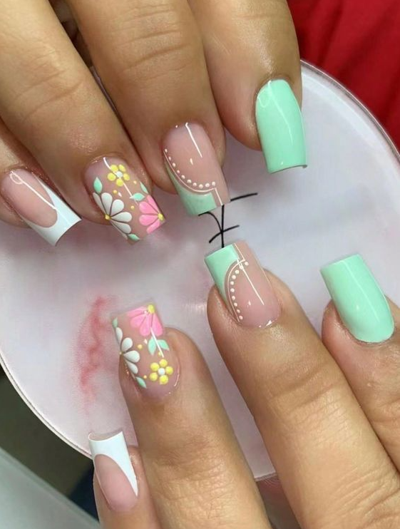 Nails Flower   Fake Nails French Stylish Nails Nail Designs Gel Nails Nail Art Glue On Nails