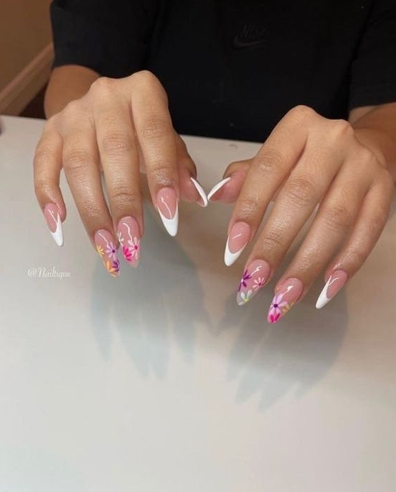 Nails Flower   Flower Nails French Tip Nails Girly Acrylic Nails Simple Nails Fire Nails French Nails Acrylic Nails Coffin Short Pink Acrylic Nails