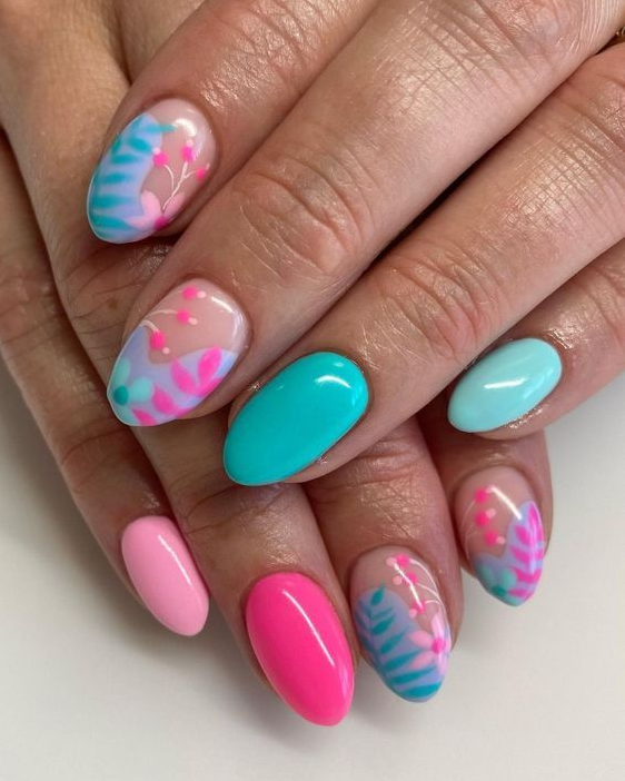 Nails Flower   Preppy Summer Nails Cute Short Almond & French Tip Ideas For 2024 Summery Nails Cute Gel Nails Oval Nails Gel Nails Fire Nails Dipped Nails