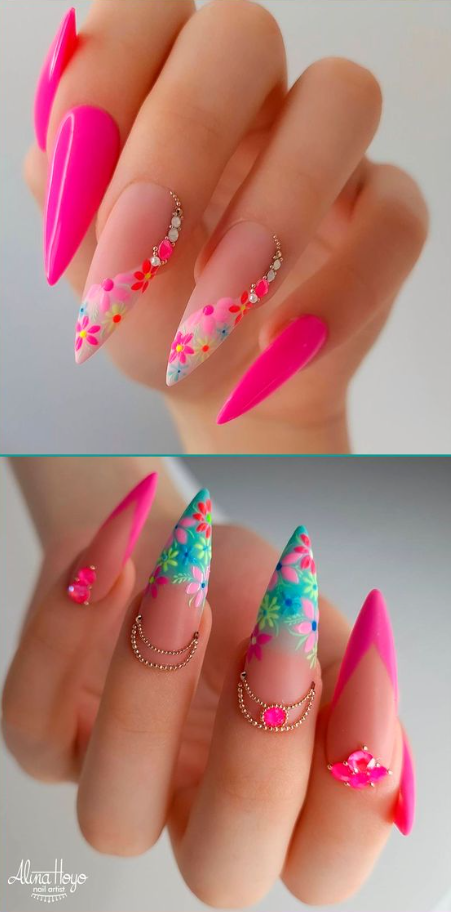 Nails Flower   Stylish Nails Nail Designs Nail Art Spring Nails Spring Acrylic Nails Nail Colors