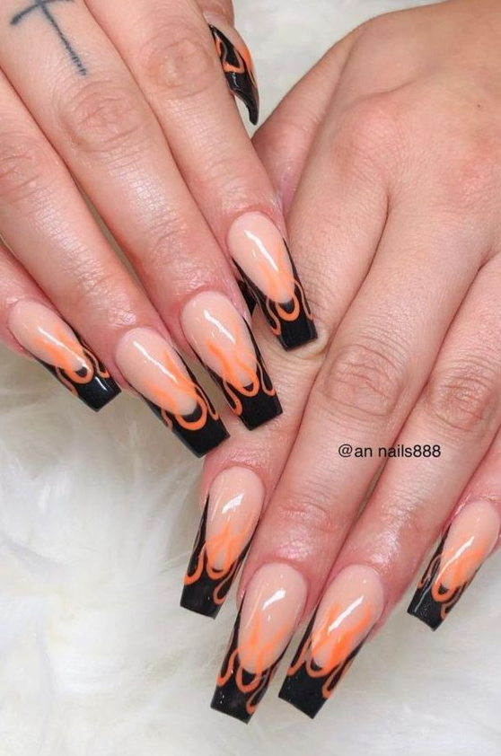 Best Halloween Coffin Nails Ideas Halloween Nail Designs Halloween Toe Nails Halloween Nails Easy White Acrylic Nails Halloween Acrylic Nails Black Halloween Nails