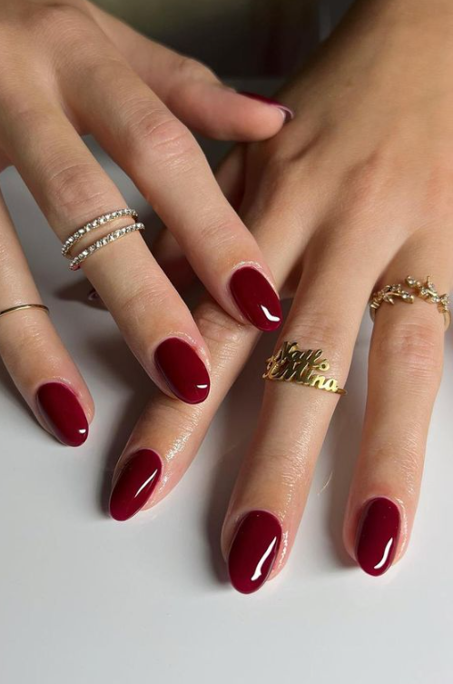 Classic Red Almond Nails