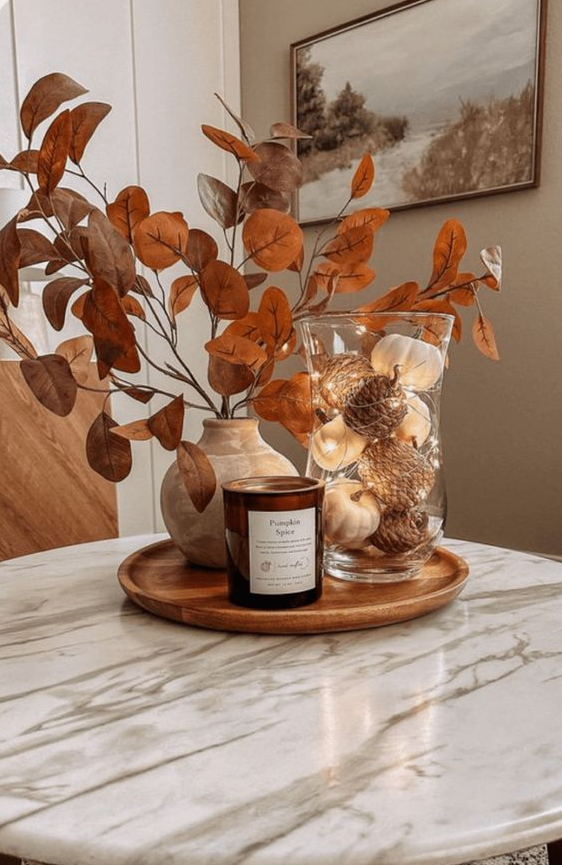 Creative Fall Decor Ideas To Cozy Up Your Home   Glass Vase With Fall Decor