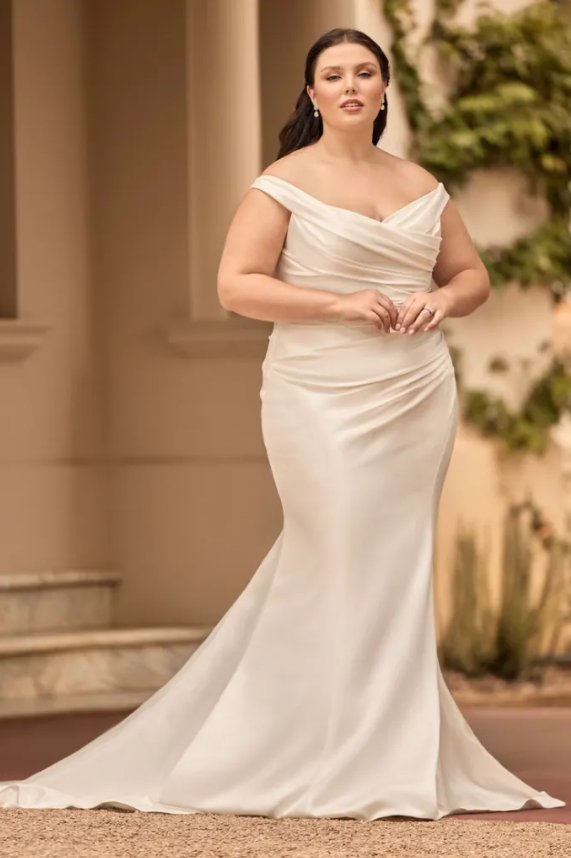 Crossed White Plus Size Wedding Dress