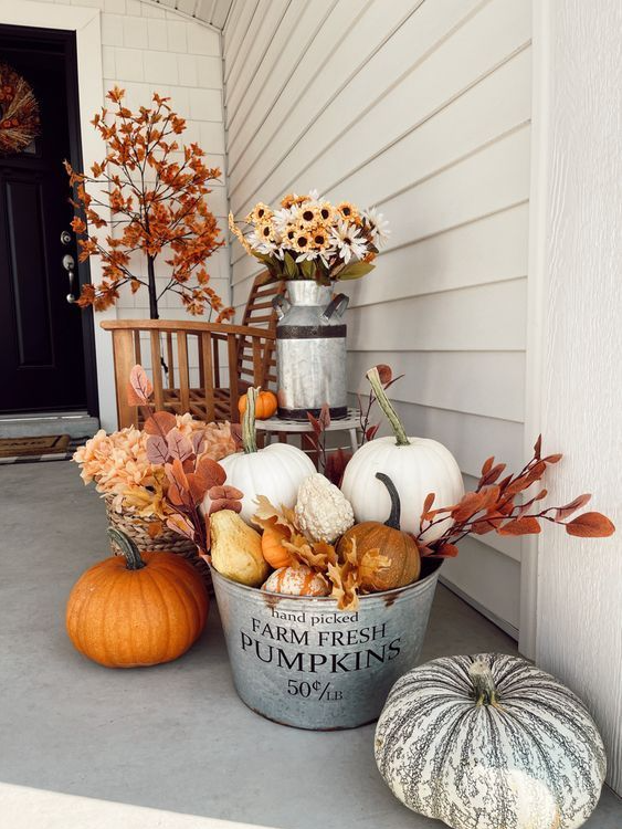 Fall Front Porch Ideas To Make Your Neighbors Jealous In 2024   Planters And Vignettes Small Touches, Big Impact