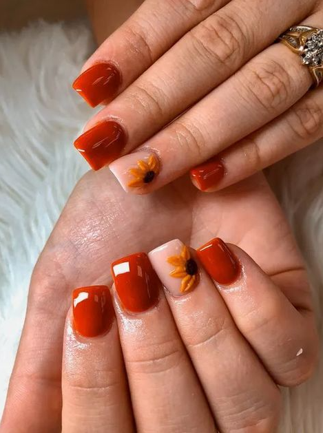 Fall Nail Art Ideas And Smokin Autumn Colors 2024 Orange Acrylic Nails Cute Nails For Fall Nail Designs Fall Acrylic Nails Simple Fall Nails Orange Nail Designs Fall Gel Nails