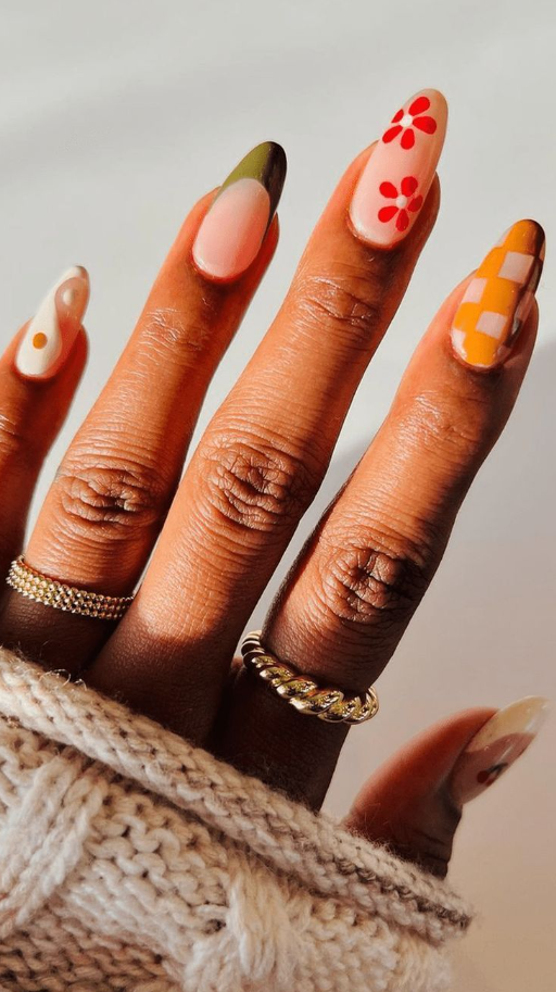 Fall Nail Design Ideas You Will Love September Nails Velvet Nails Checkered Nails Green Nails Nails Nails Inspiration