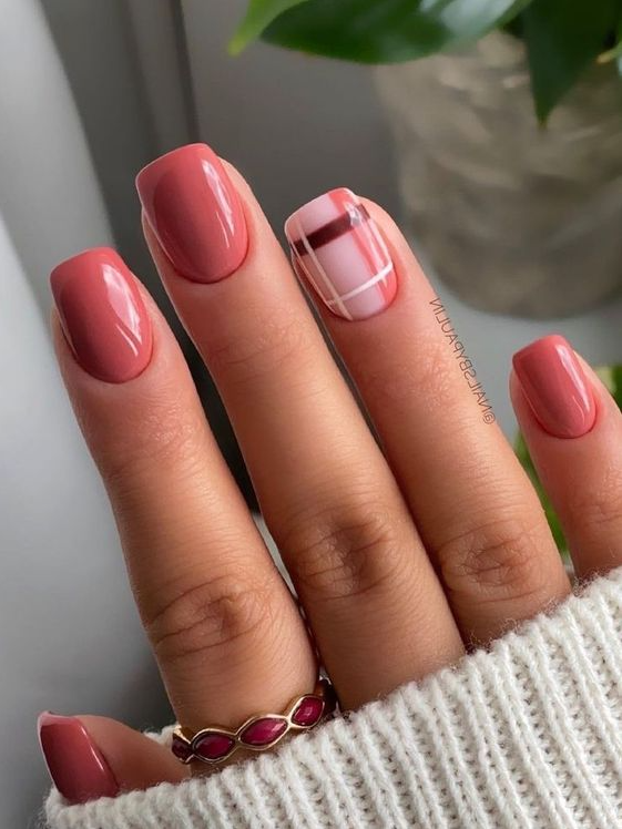 Fall Nail Designs & Ideas Cutest Looks You’ll Want To Try Nails Fall Gel Nails Plaid Nails Cute Nails For Fall Short Acrylic Nails Designs Short Acrylic Nails