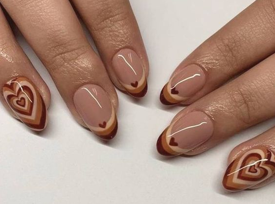 Fall Nail Ideas Brown Nail Art Heart Nails Cute Nails For Fall Brown Nails Design Brown Nails Pretty Nails