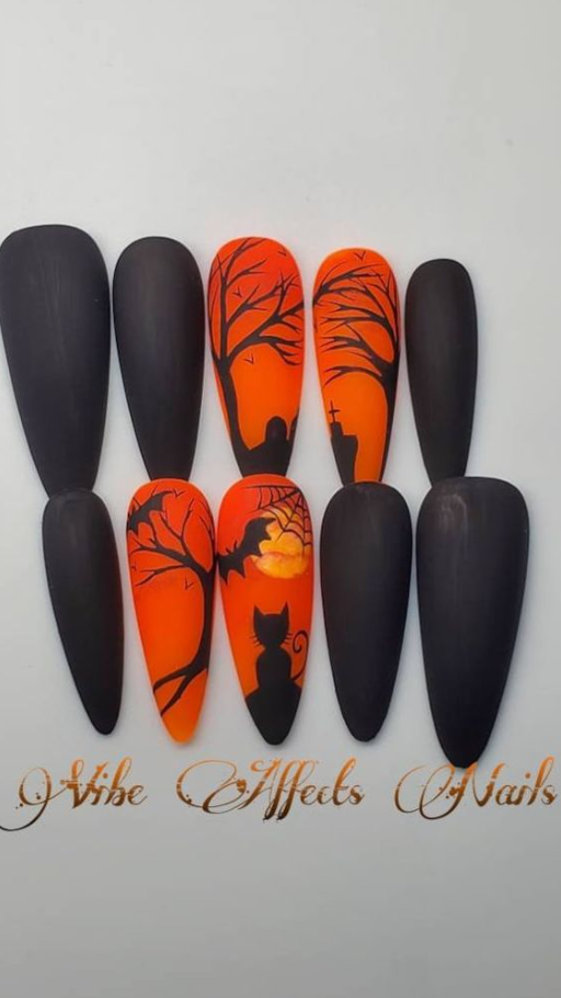 Halloween Theme Fall Spooky Hand Painted Halloween Nails Easy Halloween Nails Fall Nails Designs Halloween Nail Designs Fun Halloween Nails Halloween Nail Art