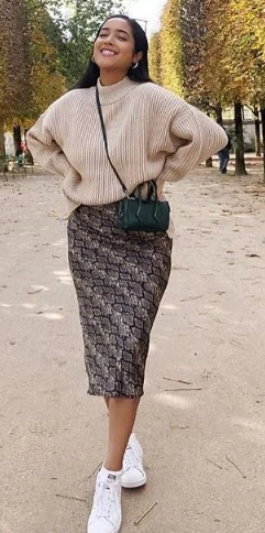 Knit Sweater With Midi Skirt