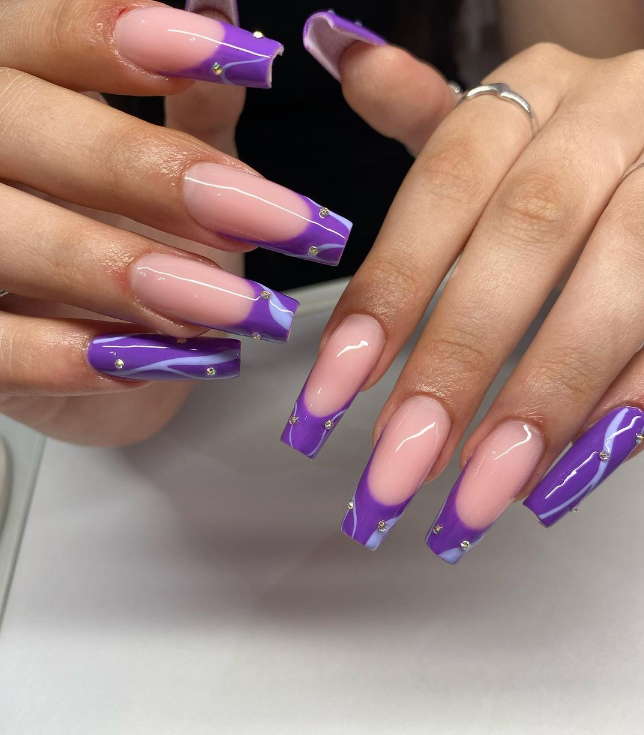 Lavender Swirl French Tips