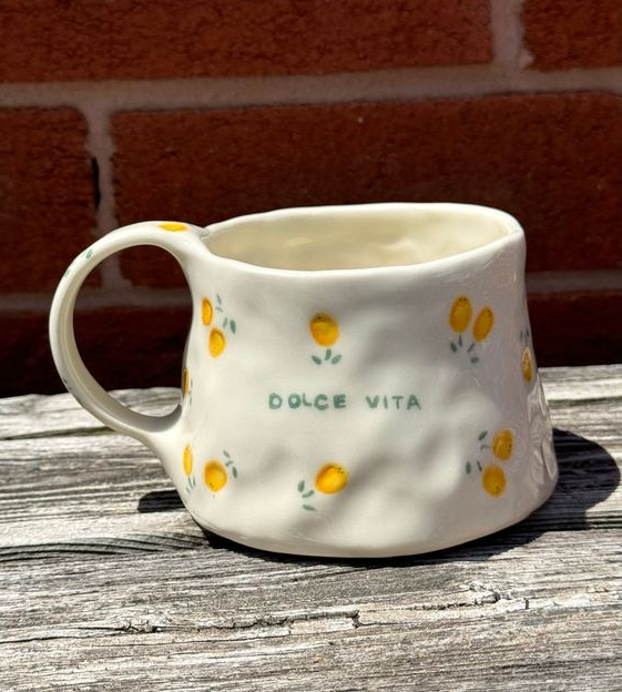 Lemon Mug Dainty Handmade Ceramic Hand Painted Coffee Handmade Ceramics Ceramics Pottery Mugs Mugs Pottery Painting Ceramic Painting