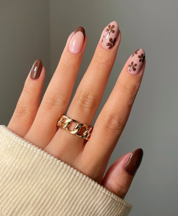 Light Fall Nail Colors Subtle Browns And Pinks Gel Nails Fall Gel Nails Fall Nail Designs Nail Designs Nail Colors Fall Nail Colors